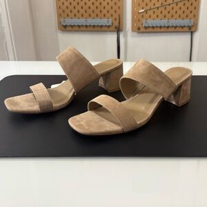 NEW Jason Wu Women’s Jammie Tan Suede Double Strap Block Heel Sandals,Size US 10